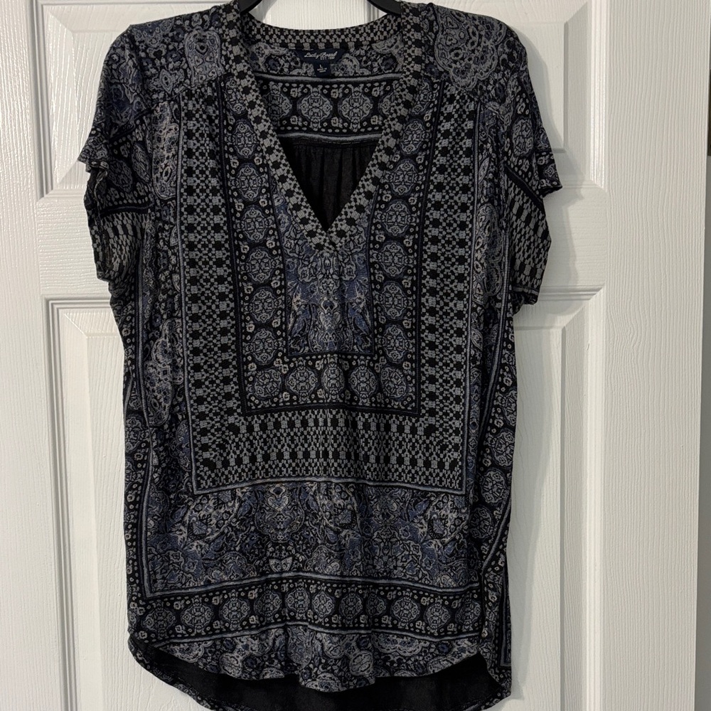 Lucky Brand Black and White Patterned Blouse